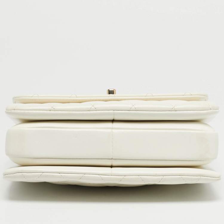 Pre Owned Chanel White Quilted Leather Mini Trendy CC Flap Bag