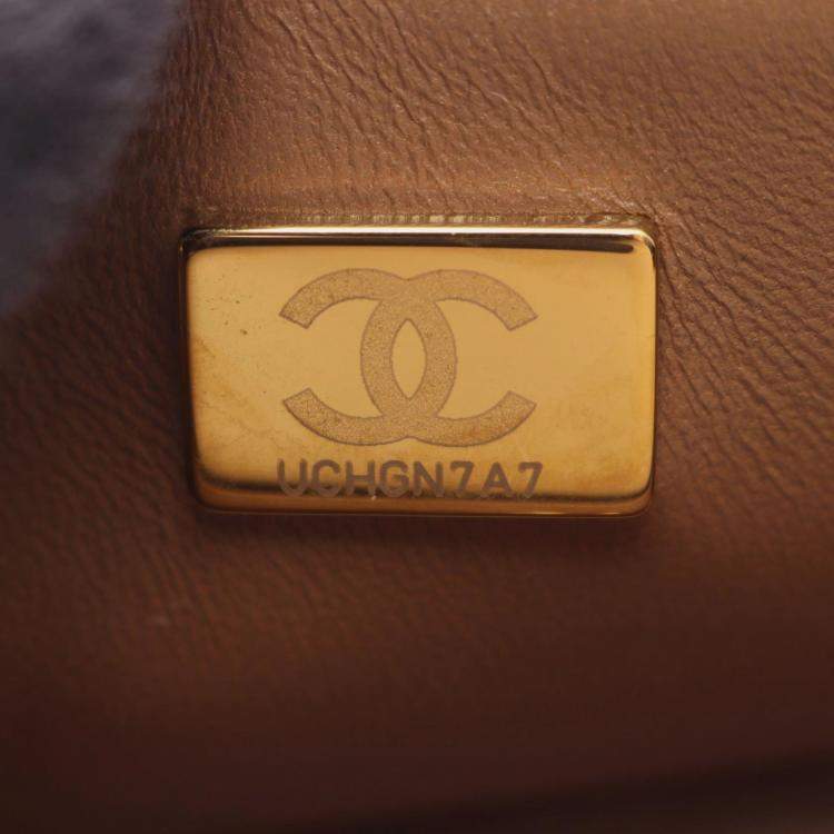 Pre Owned Chanel Boy Small Brown Velvet Messenger Bag