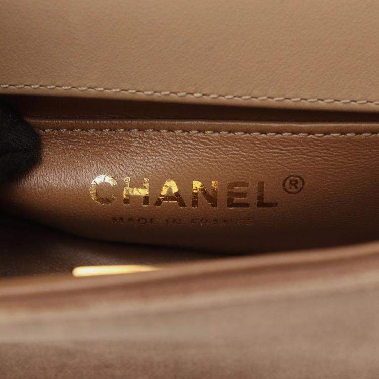 Pre Owned Chanel Boy Small Brown Velvet Messenger Bag