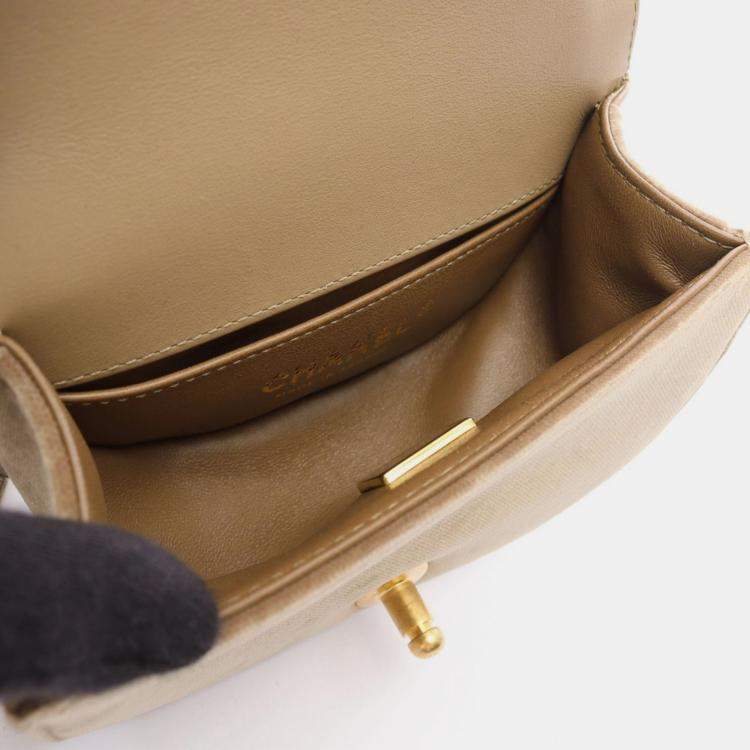 Pre Owned Chanel Boy Small Brown Velvet Messenger Bag