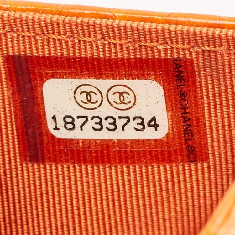 Pre Owned Chanel Orange Python WOC Bag