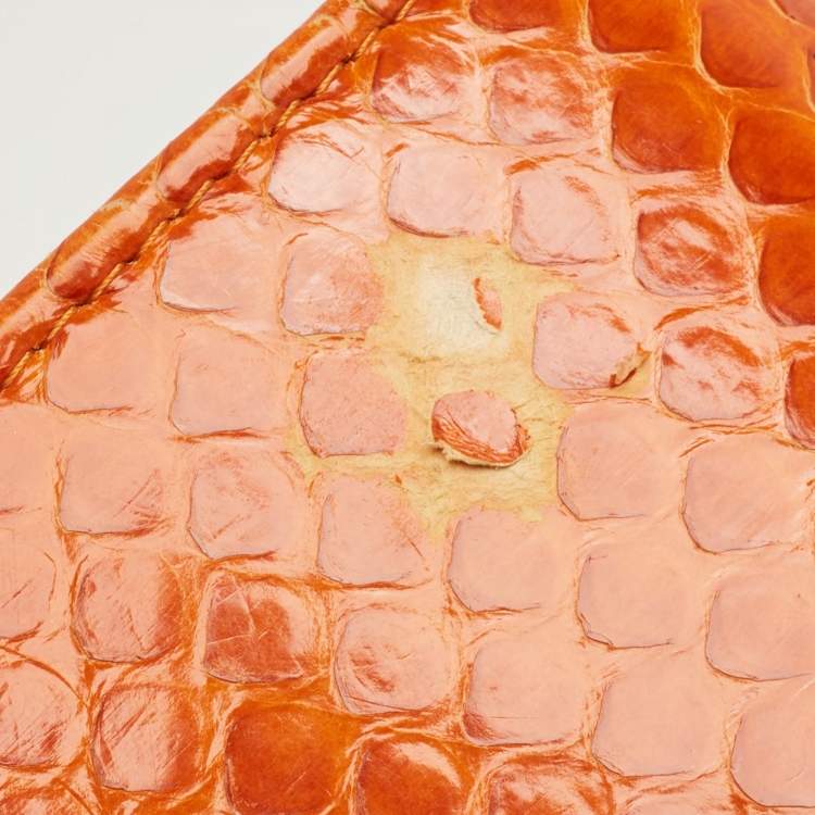 Pre Owned Chanel Orange Python WOC Bag
