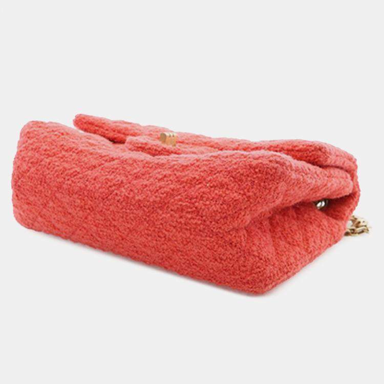 Pre Owned Chanel Red Mini Reissue 2.55 Tweed Single Flap 224