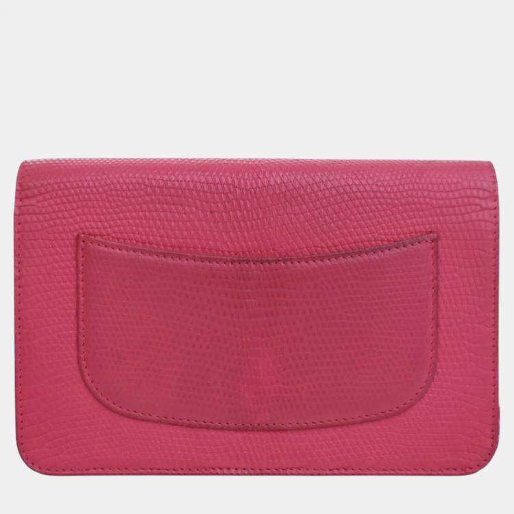 Pre Owned Chanel CC Lizard Embossed Calfskin Leather Wallet on Chain Bag