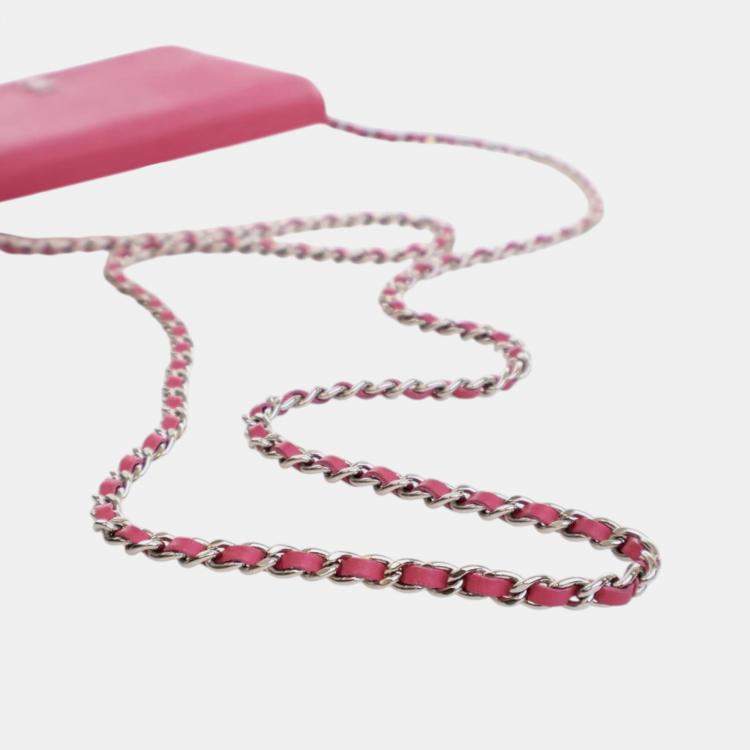 Pre Owned Chanel CC Lizard Embossed Calfskin Leather Wallet on Chain Bag