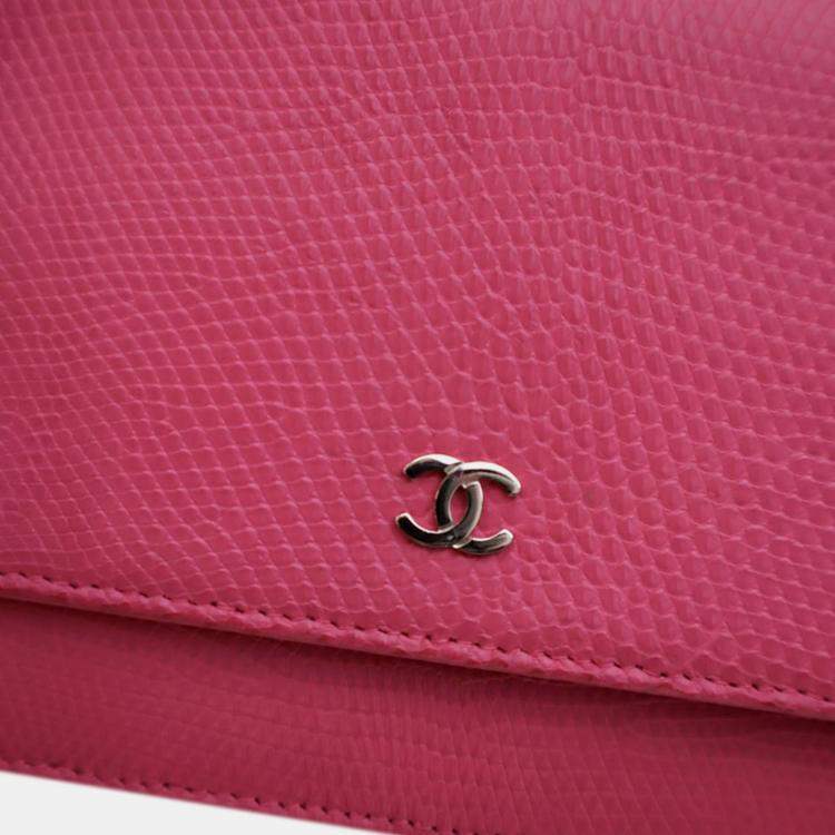 Pre Owned Chanel CC Lizard Embossed Calfskin Leather Wallet on Chain Bag