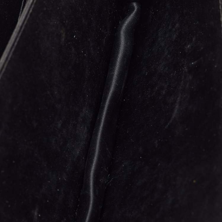 Pre Owned Chanel Black/Beige Lace and Satin CC Bow Clutch