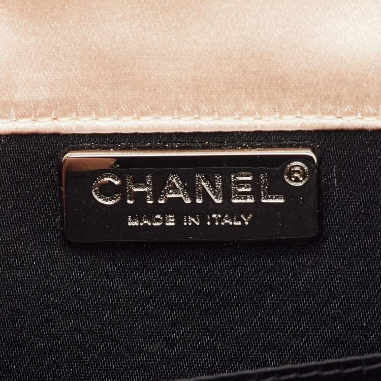 Pre Owned Chanel Black/Beige Lace and Satin CC Bow Clutch