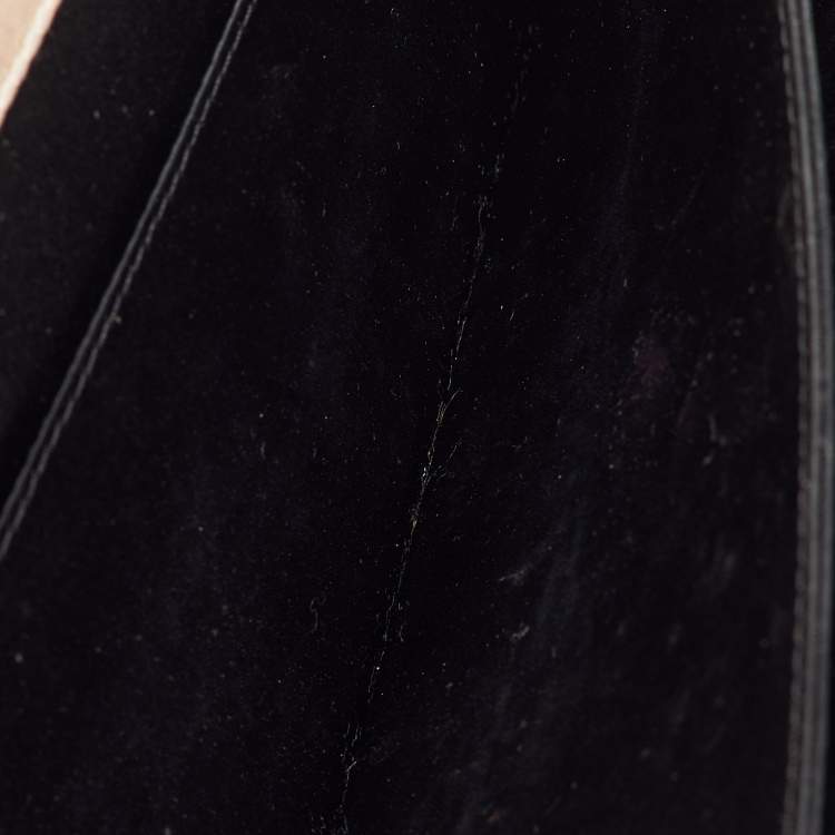 Pre Owned Chanel Black/Beige Lace and Satin CC Bow Clutch