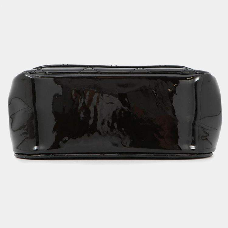 Pre Owned Chanel Matelasse Mini Chain Shoulder Bag Black Patent Leather