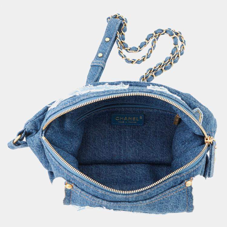 Pre Owned Chanel Cc Logo Waist Bag Blue Denim