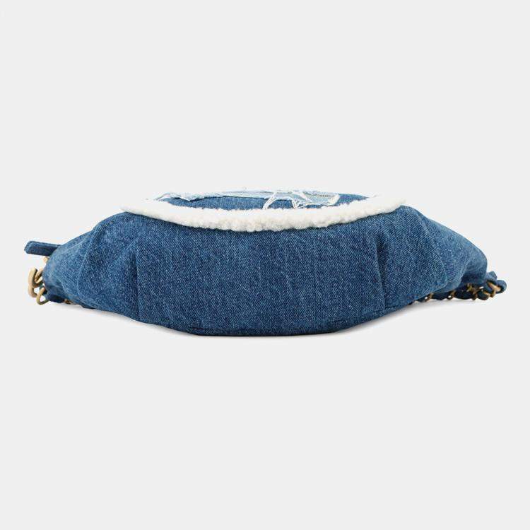 Pre Owned Chanel Cc Logo Waist Bag Blue Denim