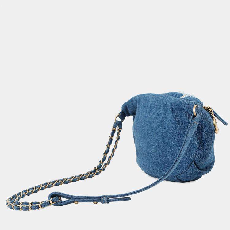 Pre Owned Chanel Cc Logo Waist Bag Blue Denim