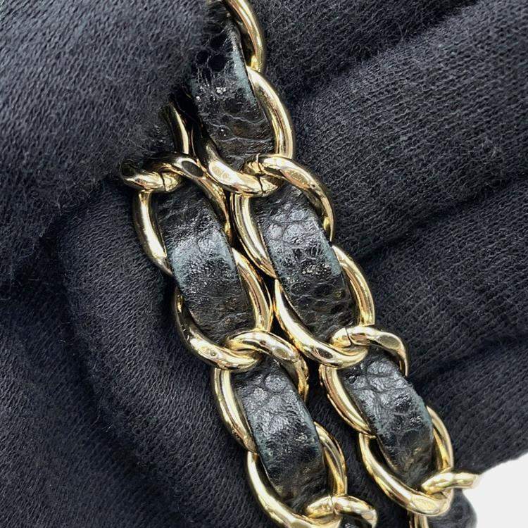 Pre Owned Chanel Mini Materasse Chain Shoulder Black Caviar Leather
