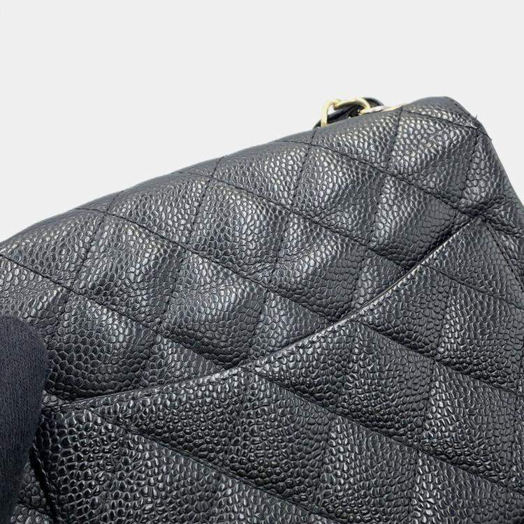 Pre Owned Chanel Mini Materasse Chain Shoulder Black Caviar Leather