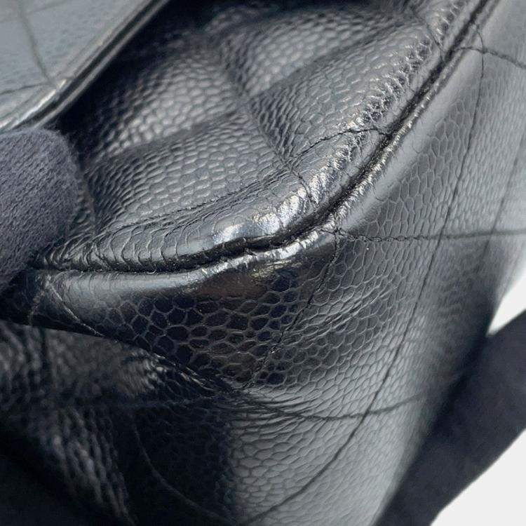 Pre Owned Chanel Mini Materasse Chain Shoulder Black Caviar Leather