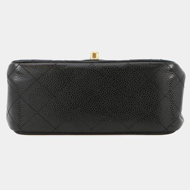 Pre Owned Chanel Mini Materasse Chain Shoulder Black Caviar Leather