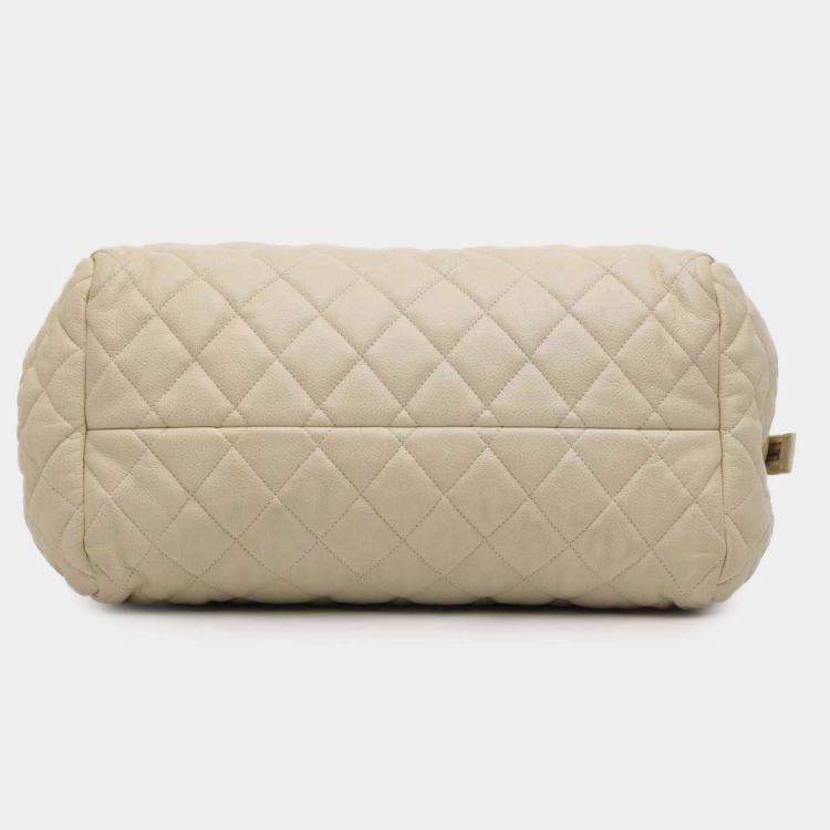 Pre Owned Chanel Coco Cocoon Quilted Caviar Grained Calfskin Leather Bowler Bag