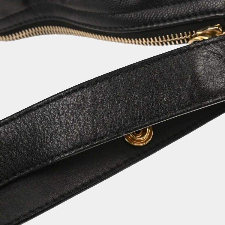 Pre Owned Chanel Black Calfskin Hobo Handbag