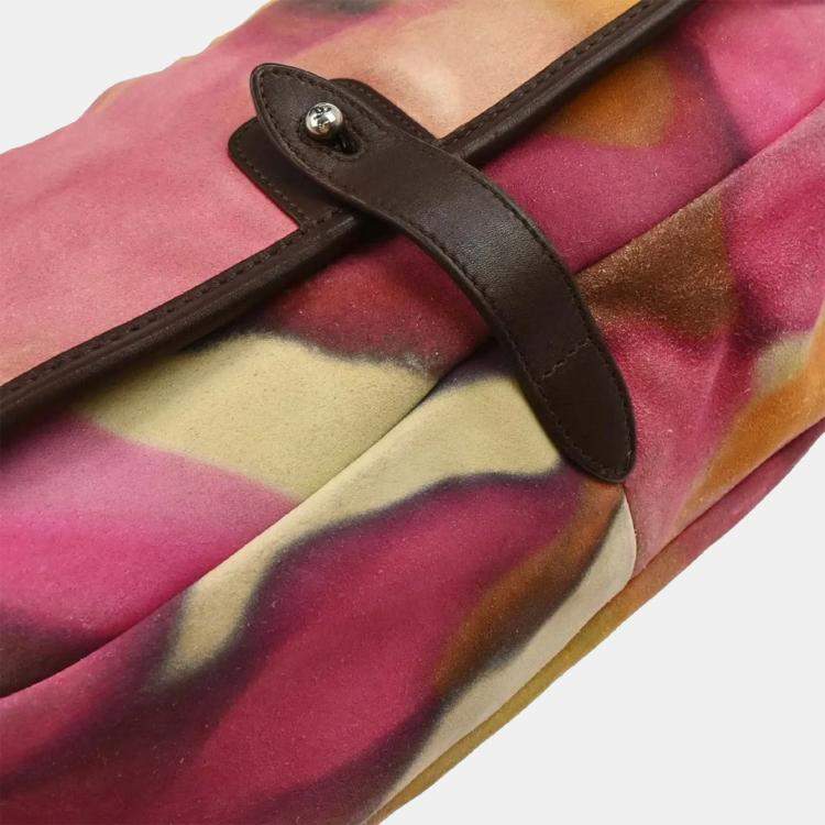 Pre Owned Chanel Yellow Suede Flap Shoulder Bag