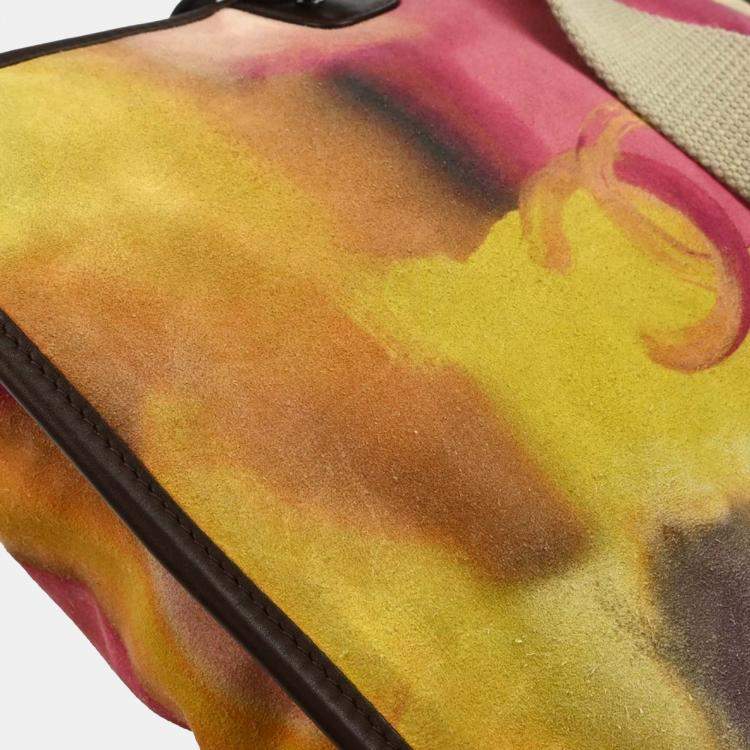 Pre Owned Chanel Yellow Suede Flap Shoulder Bag