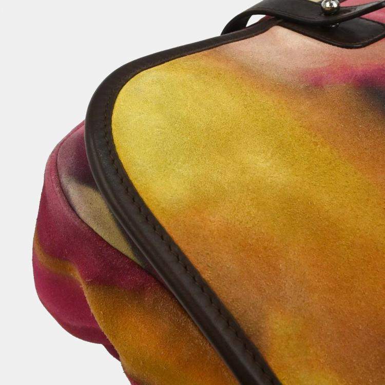 Pre Owned Chanel Yellow Suede Flap Shoulder Bag