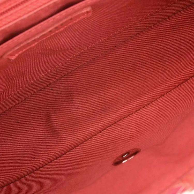 Pre Owned Chanel Pink Tweed Single Flap Patchwork Shoulder Bag