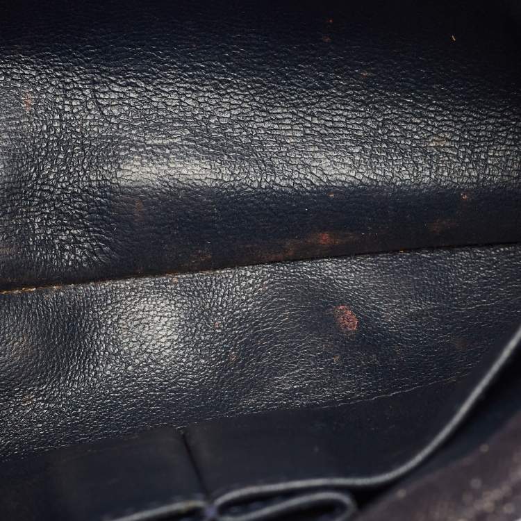 Pre Owned Chanel Navy Blue Quilted Denim Small Trendy CC Top Handle Bag