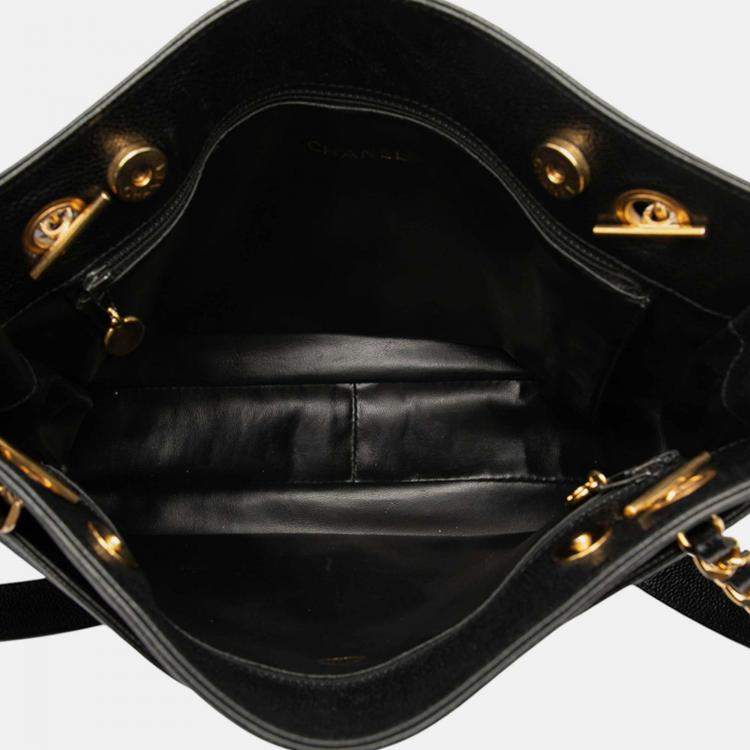 Pre Owned Chanel Black CC Caviar Chain Tote