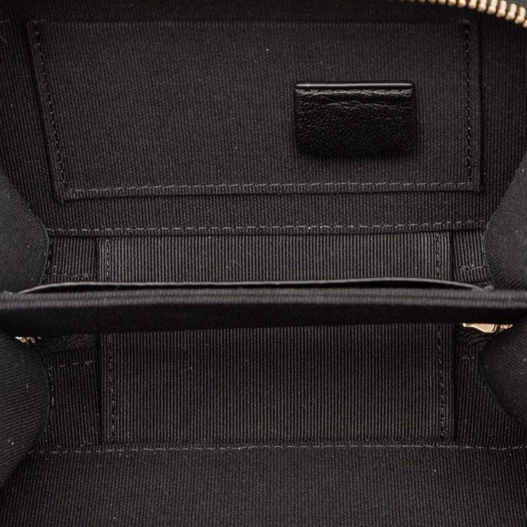 Pre Owned Chanel Black Mini CC Quilted Lambskin Chain Top Handle Vanity Case