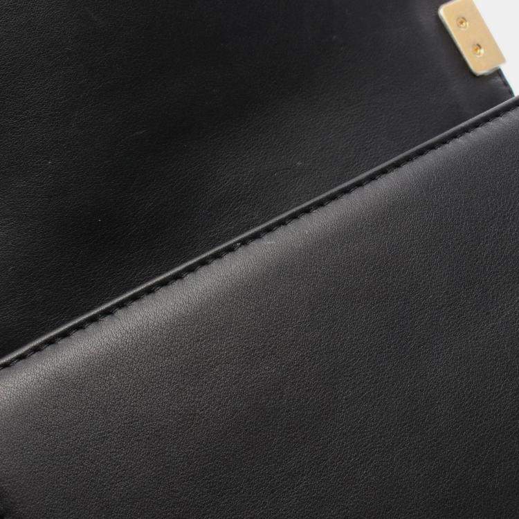 Pre Owned Chanel Boy Chanel Shoulder Bag Lambskin Leather Black