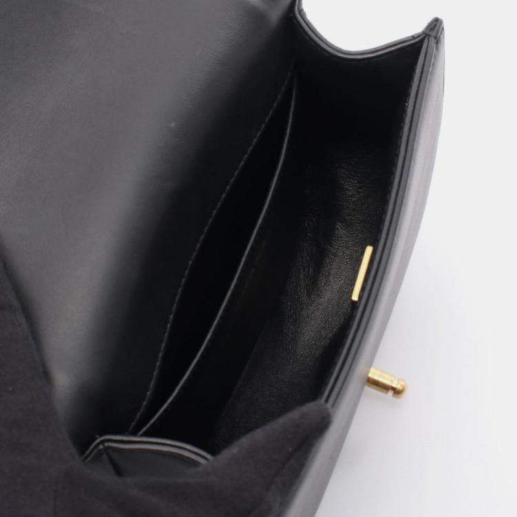 Pre Owned Chanel Boy Chanel Shoulder Bag Lambskin Leather Black