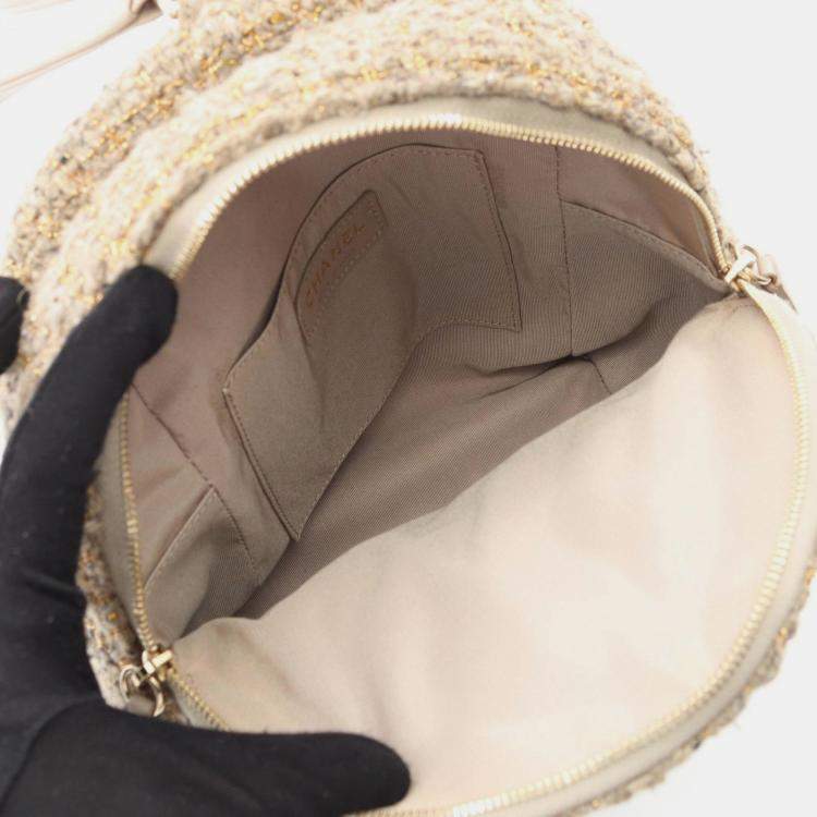 Pre Owned Chanel Matelasse Backpack Fabric Leather Beige