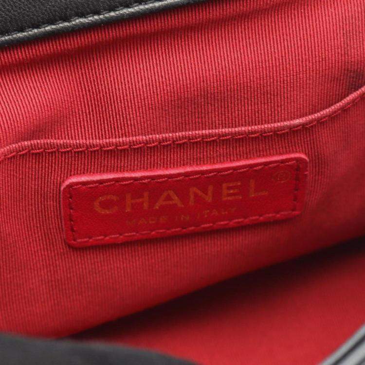 Pre Owned Chanel Top Handle Matelasse Shoulder Bag In Lambskin Leather Black