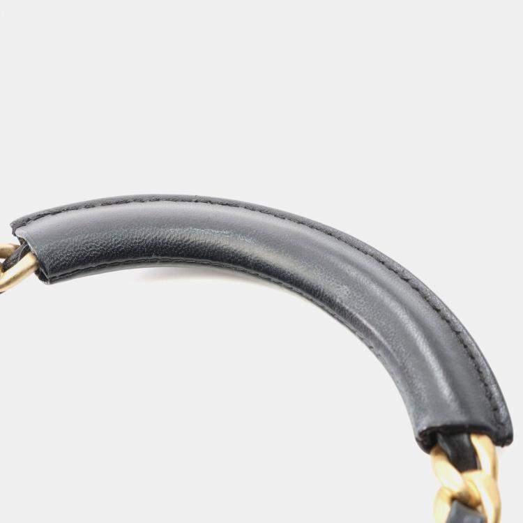 Pre Owned Chanel Top Handle Matelasse Shoulder Bag In Lambskin Leather Black