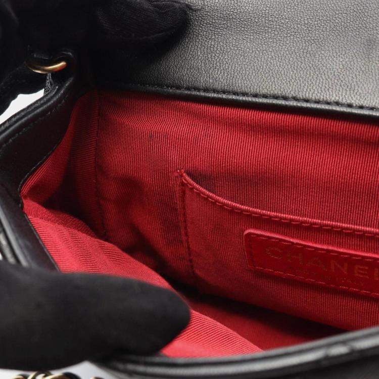 Pre Owned Chanel Top Handle Matelasse Shoulder Bag In Lambskin Leather Black