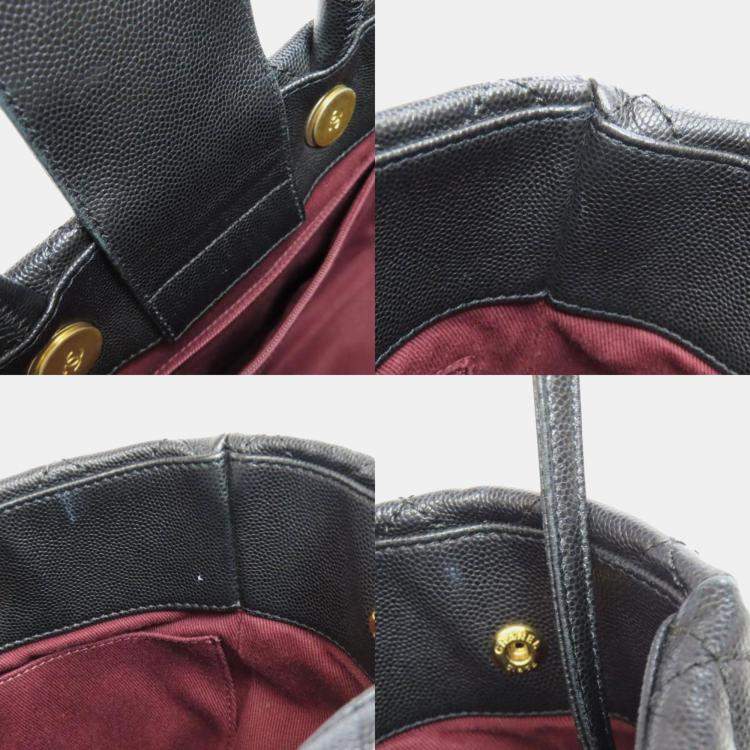 Pre Owned Chanel Matelasse Chain Shoulder Tote Bag Grained Calfskin