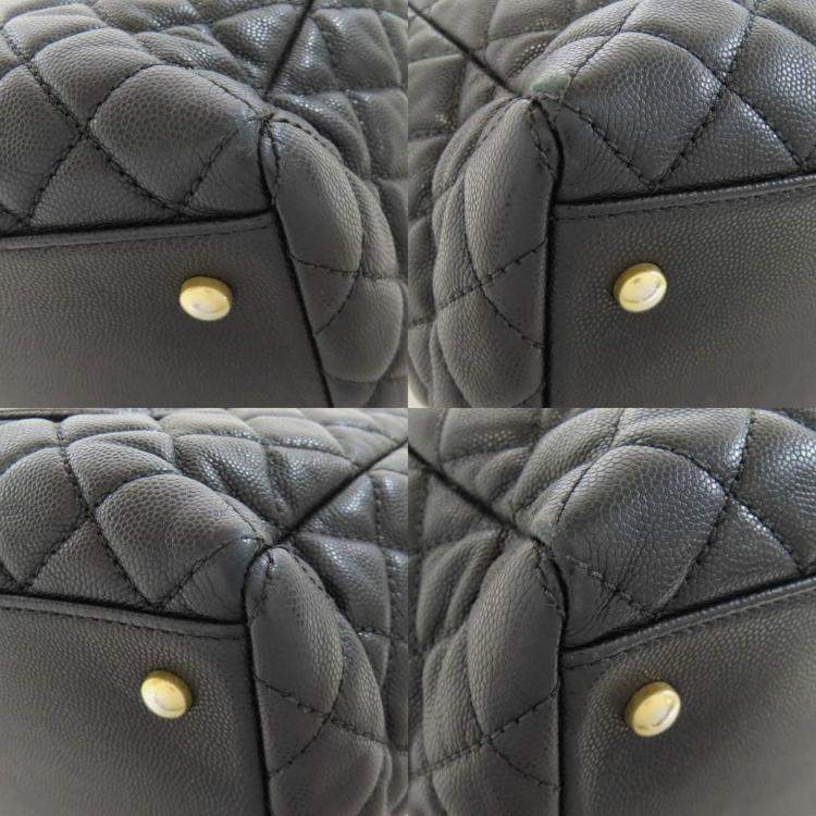 Pre Owned Chanel Matelasse Chain Shoulder Tote Bag Grained Calfskin