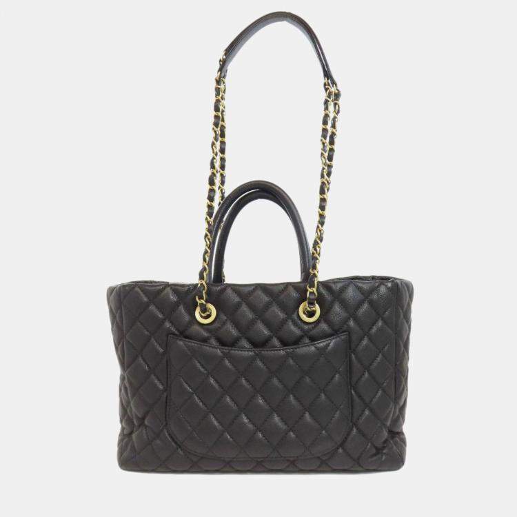 Pre Owned Chanel Matelasse Chain Shoulder Tote Bag Grained Calfskin