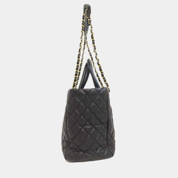 Pre Owned Chanel Matelasse Chain Shoulder Tote Bag Grained Calfskin