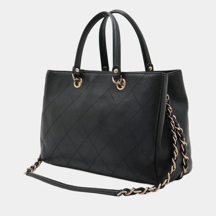 Pre Owned Chanel Small Bag Handbag Chain Shoulder Calfskin Black