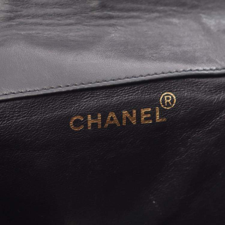 Pre Owned Chanel Matelasse Backpack Bag In Lambskin Leather Black