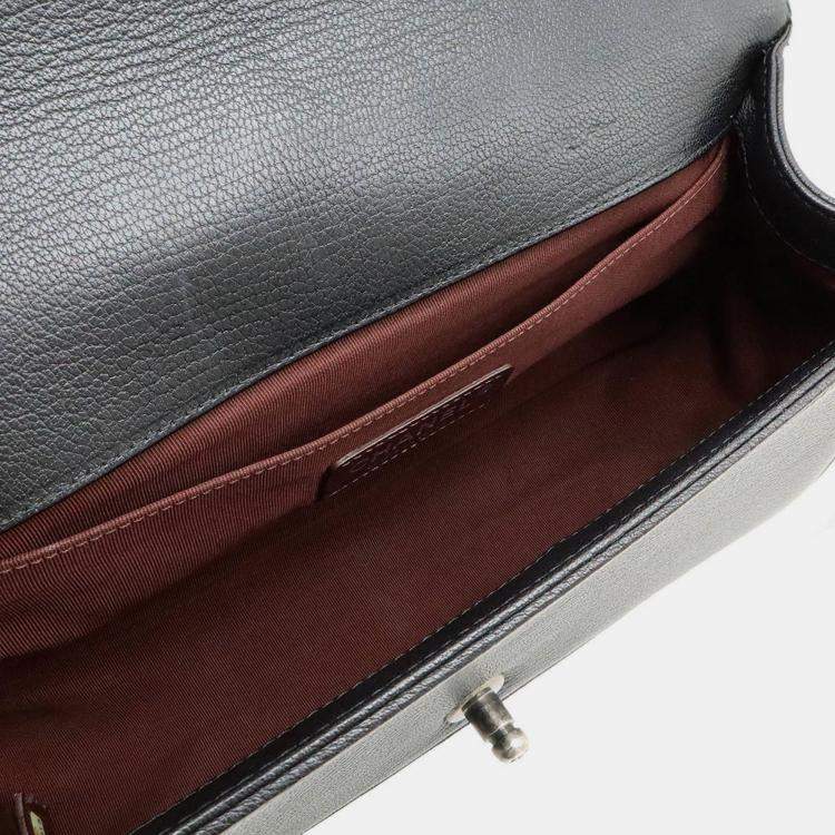 Pre Owned Chanel Boy Chanel 25 Coco Mark Chain Shoulder Bag Leather Enamel Black