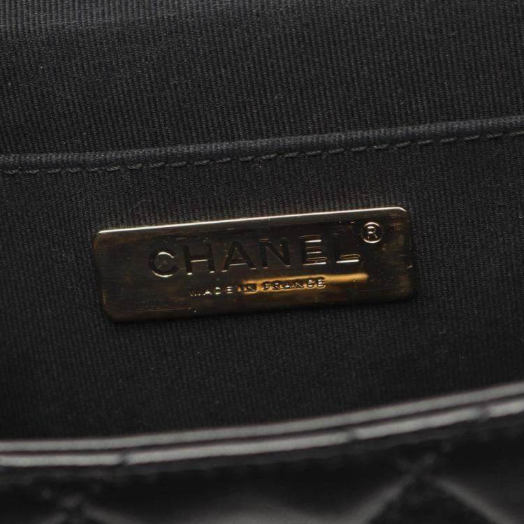 Pre Owned Chanel Matelasse Small Box Shoulder Bag In Lambskin Leather Black