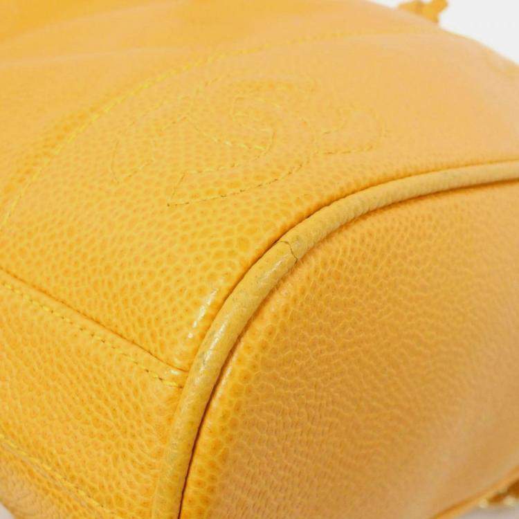 Pre Owned Chanel Leather Orange Backpack