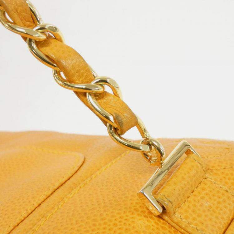 Pre Owned Chanel Leather Orange Backpack