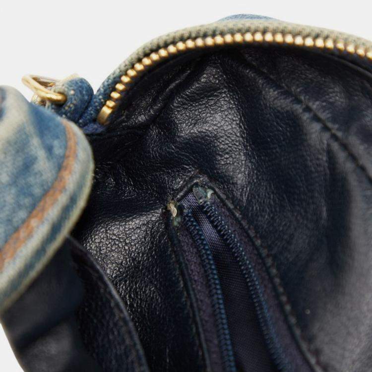 Pre Owned Chanel Coco Mark Matelasse Chain Shoulder Bag In Indigo Blue Denim