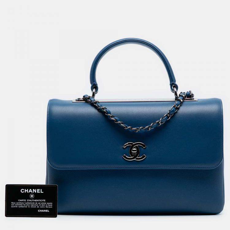 Pre Owned Chanel Blue Medium Lambskin Trendy CC Top Handle Bag
