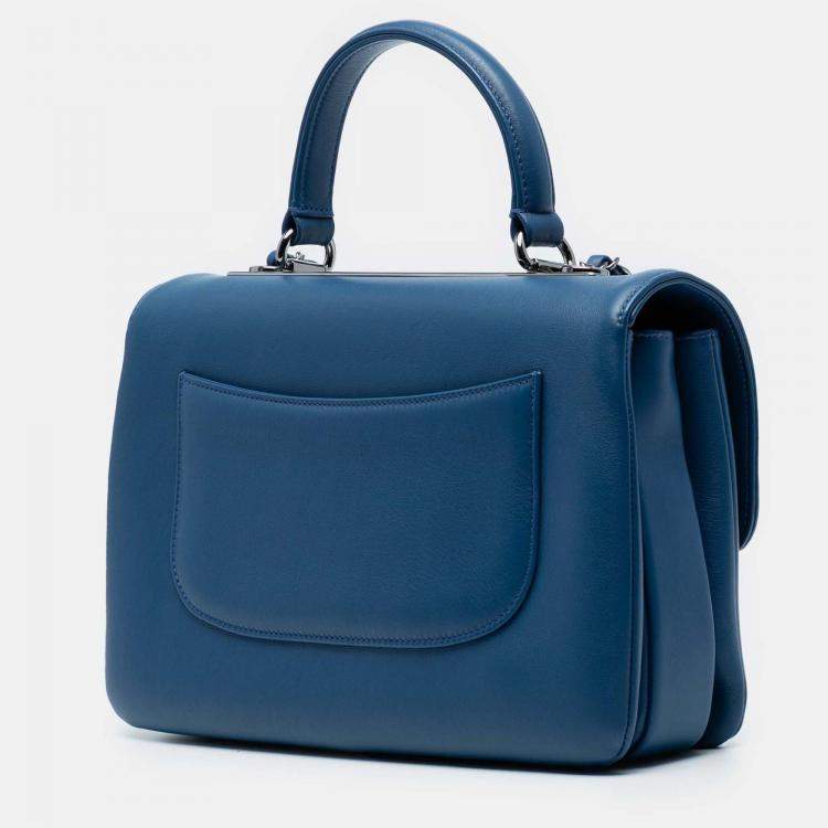 Pre Owned Chanel Blue Medium Lambskin Trendy CC Top Handle Bag