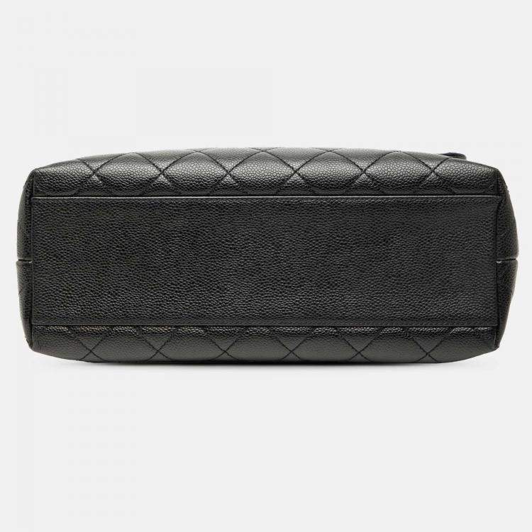 Pre Owned Chanel Black CC Quilted Caviar Kelly Top Handle Bag